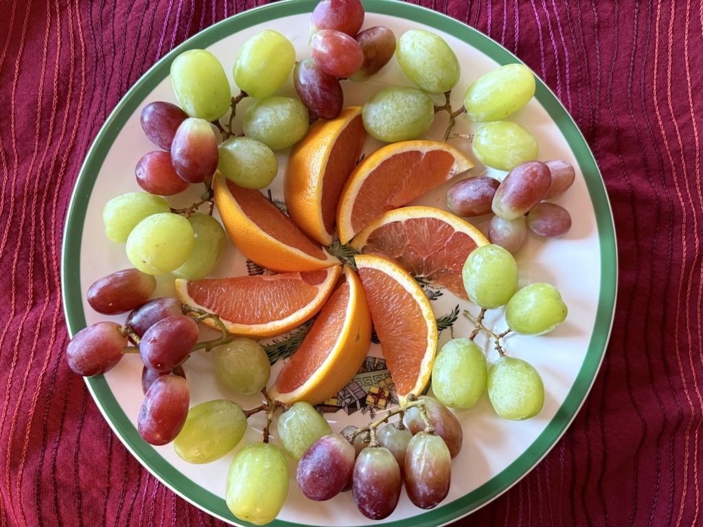 Plated Oranges and Grapes